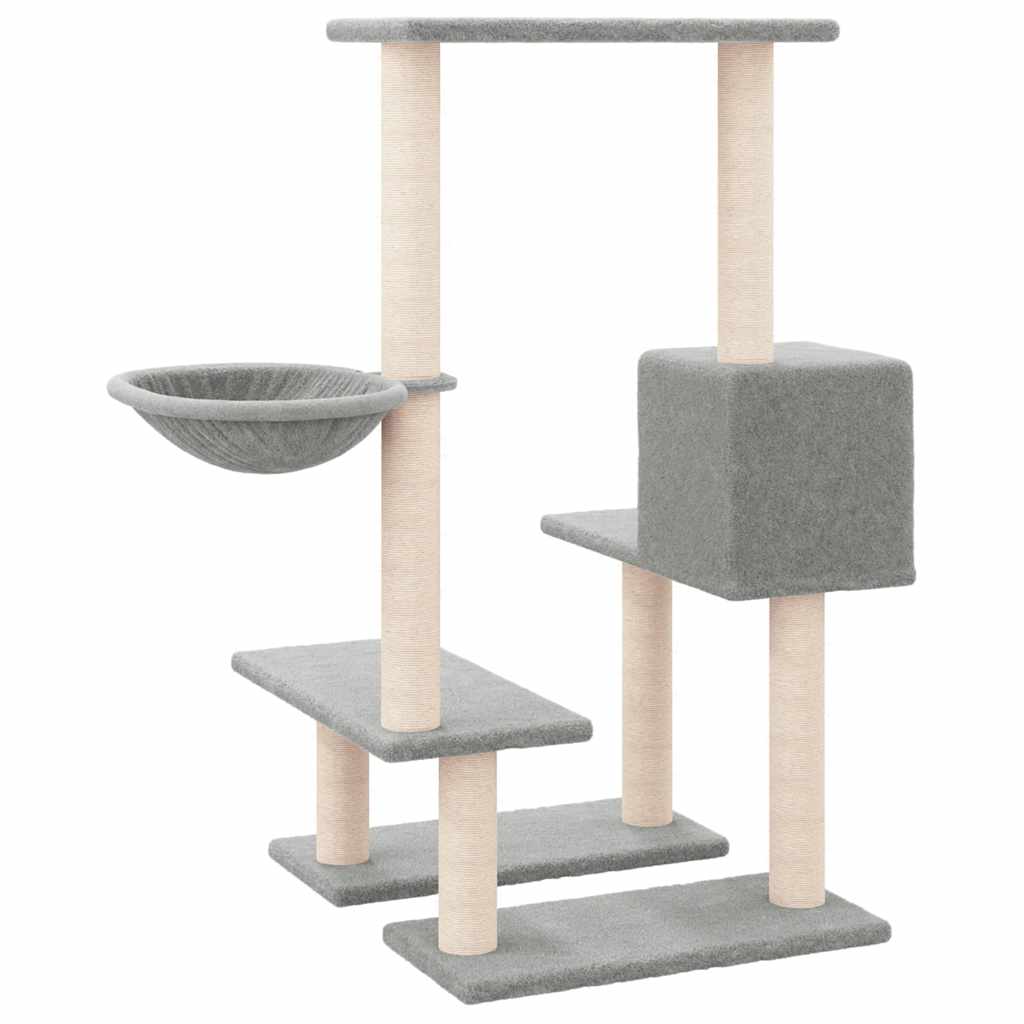 világosszürke macskabútor szizál kaparófákkal 94,5 cm