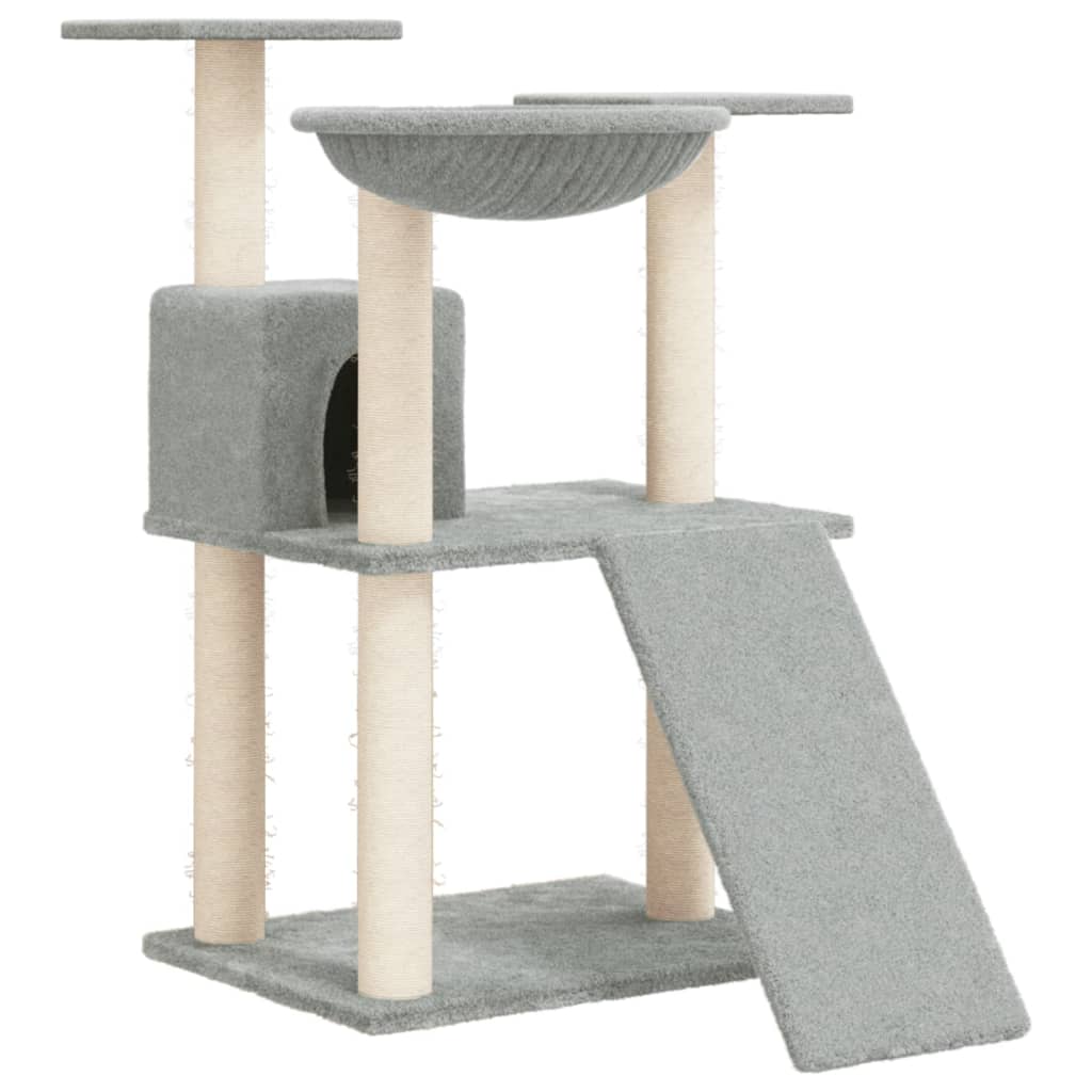 világosszürke macskabútor szizál kaparófákkal 83 cm