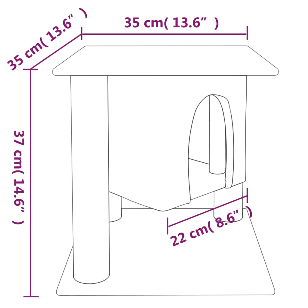 krémszínű macskabútor szizál kaparófákkal 37 cm