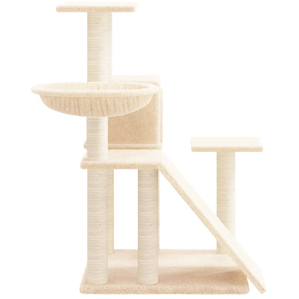 krémszínű macskabútor szizál kaparófákkal 82 cm