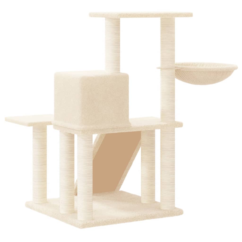 krémszínű macskabútor szizál kaparófákkal 82 cm