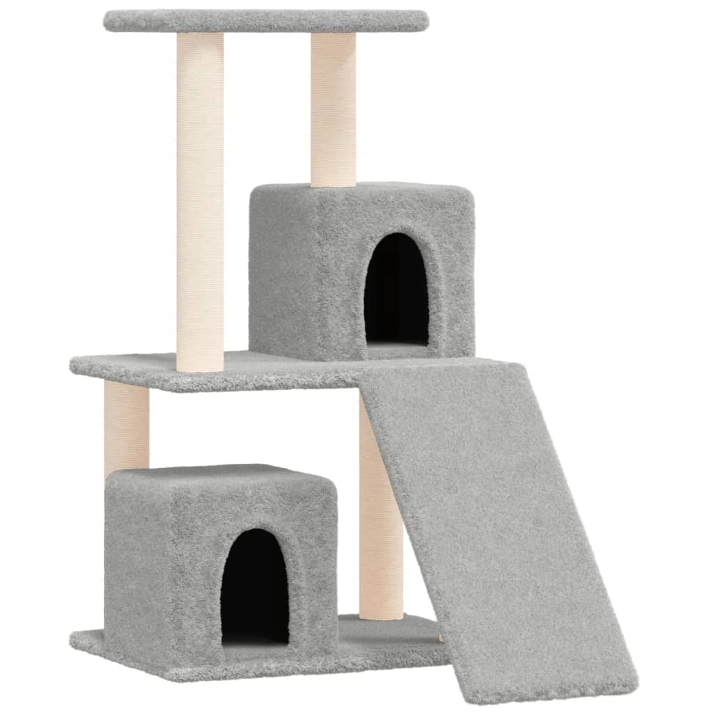 világosszürke macskabútor szizál kaparófákkal 82 cm