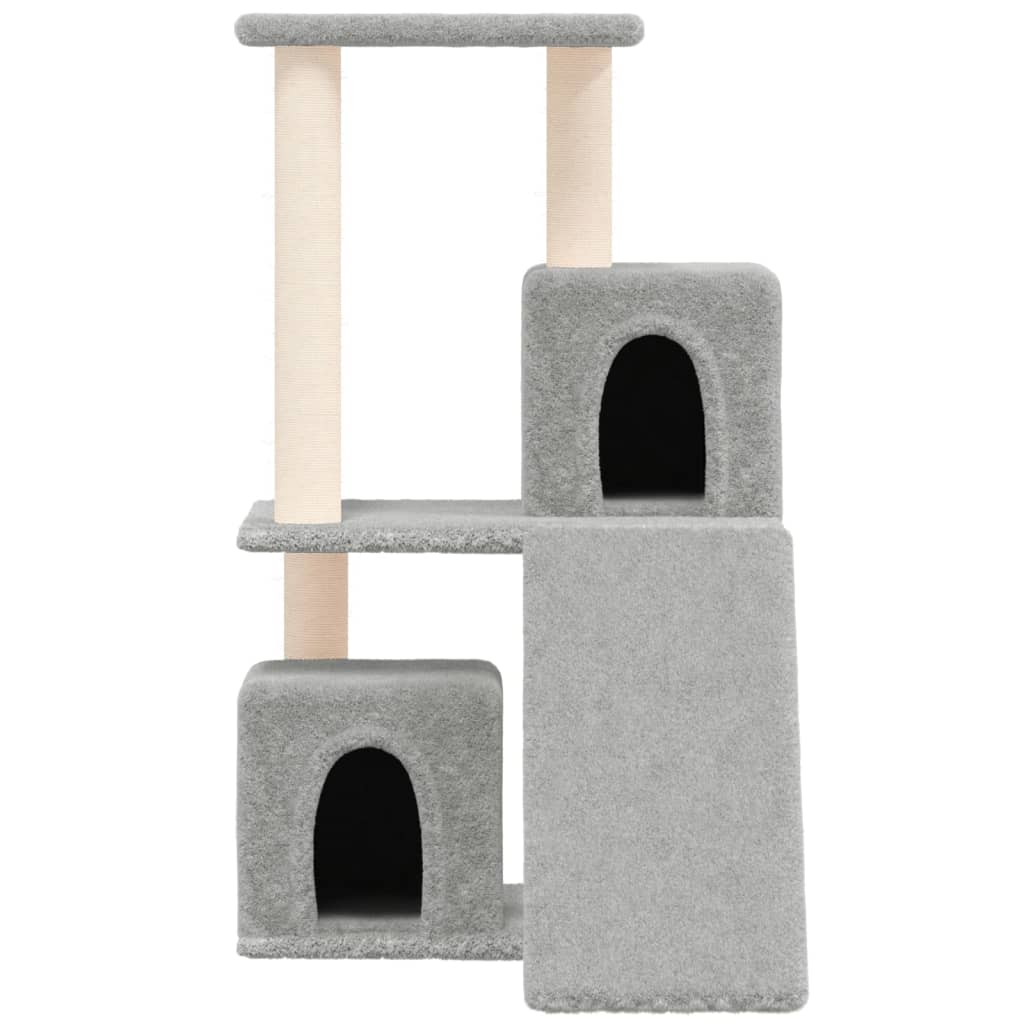 világosszürke macskabútor szizál kaparófákkal 82 cm