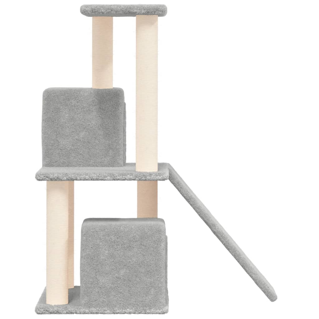 világosszürke macskabútor szizál kaparófákkal 82 cm