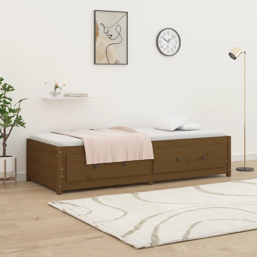 mézbarna tömör fenyőfa kanapéágy 80 x 200 cm