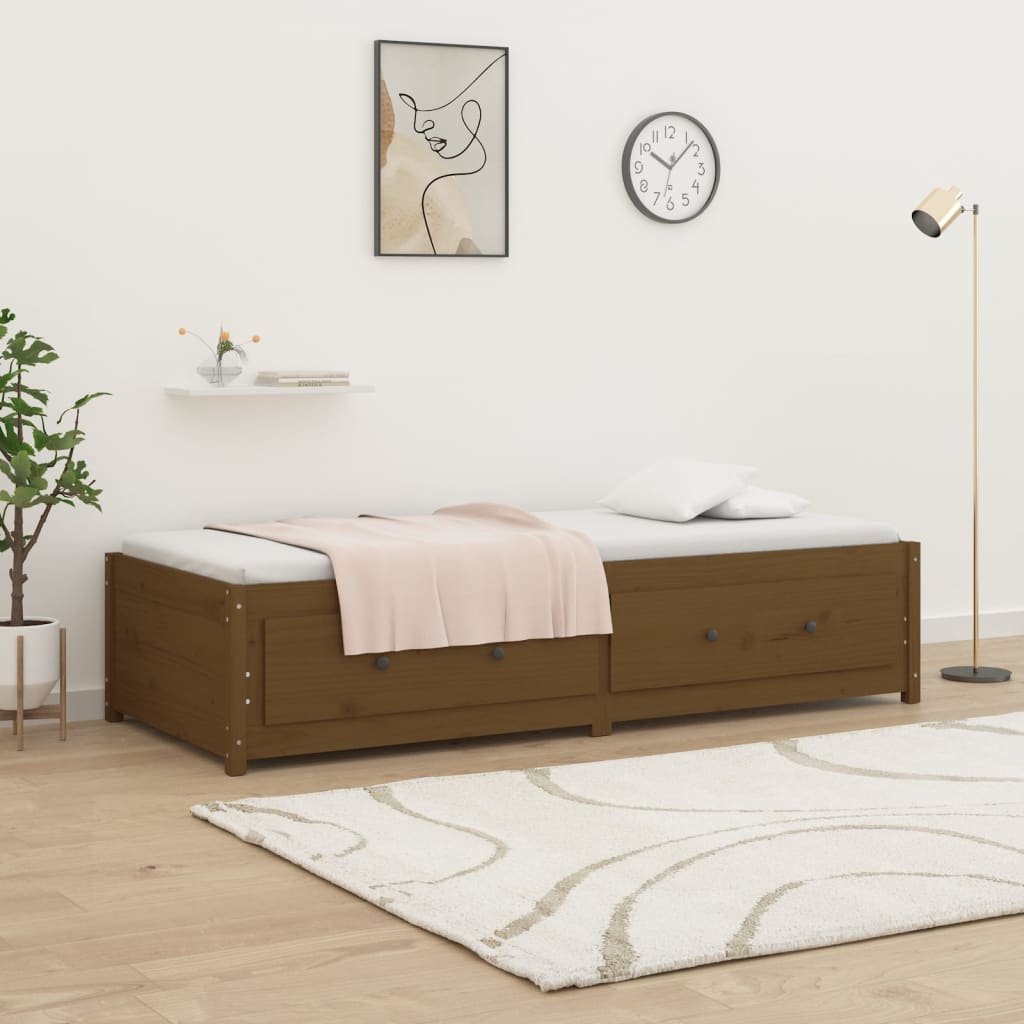 mézbarna tömör fenyőfa kanapéágy 90 x 200 cm