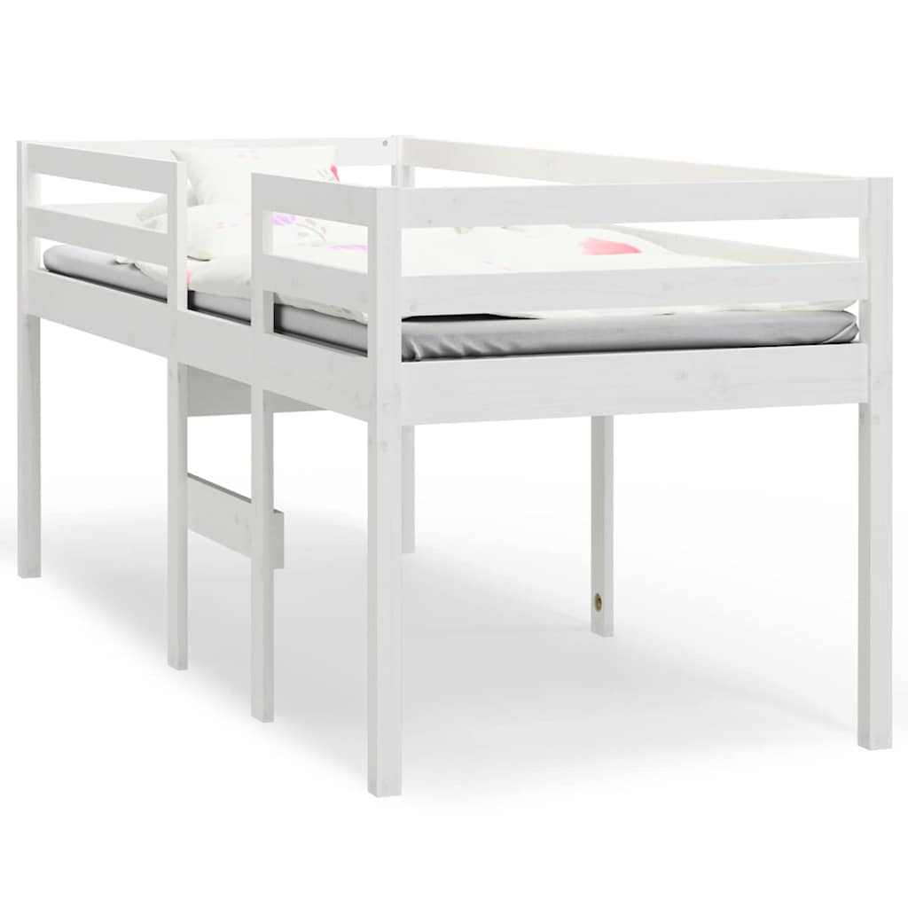 fehér tömör fenyőfa magasított ágy 75x190 cm