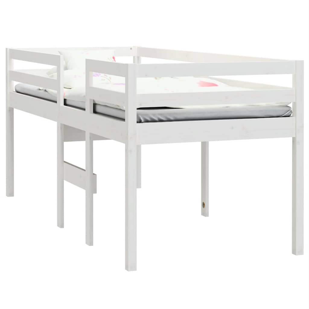 fehér tömör fenyőfa magasított ágy 75x190 cm
