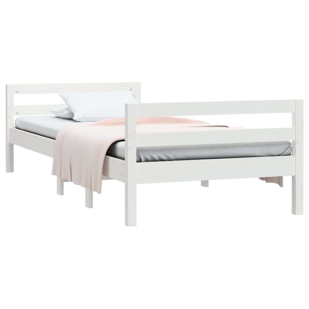 fehér tömör fenyőfa ágy matrac nélkül 75 x 190 cm