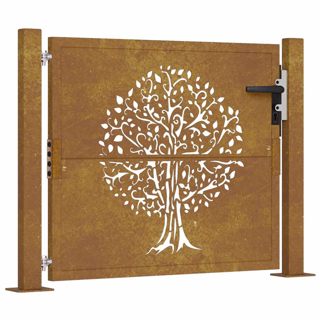 Corten acél kerti kapu 100x75 cm, fa mintázatú