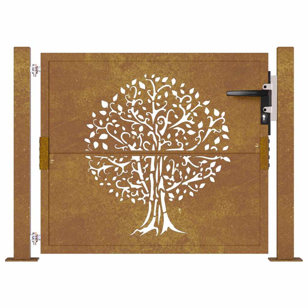 Corten acél kerti kapu 100x75 cm, fa mintázatú