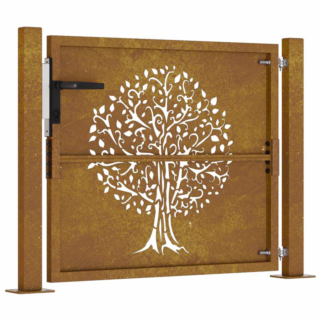Corten acél kerti kapu 100x75 cm, fa mintázatú