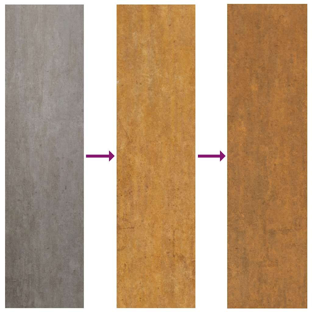 Corten acél kerti kapu 100x75 cm, fa mintázatú