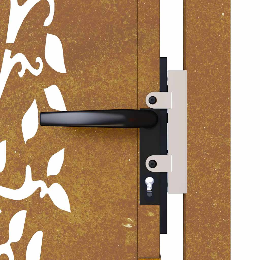 Corten acél kerti kapu 100x75 cm, fa mintázatú