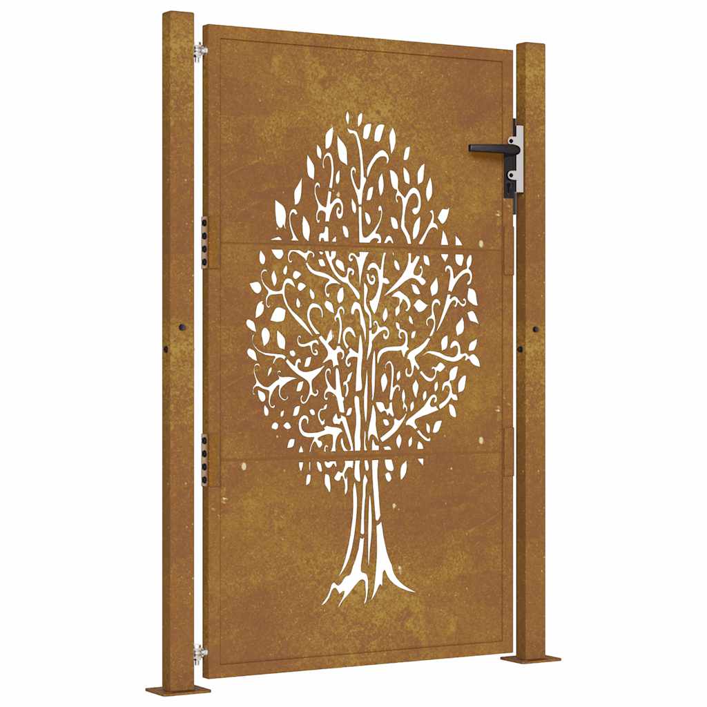 Corten acél kertkapu 100x125 cm, fa mintázatú