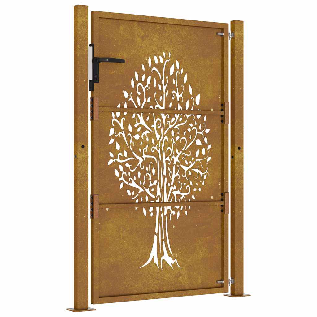 Corten acél kertkapu 100x125 cm, fa mintázatú