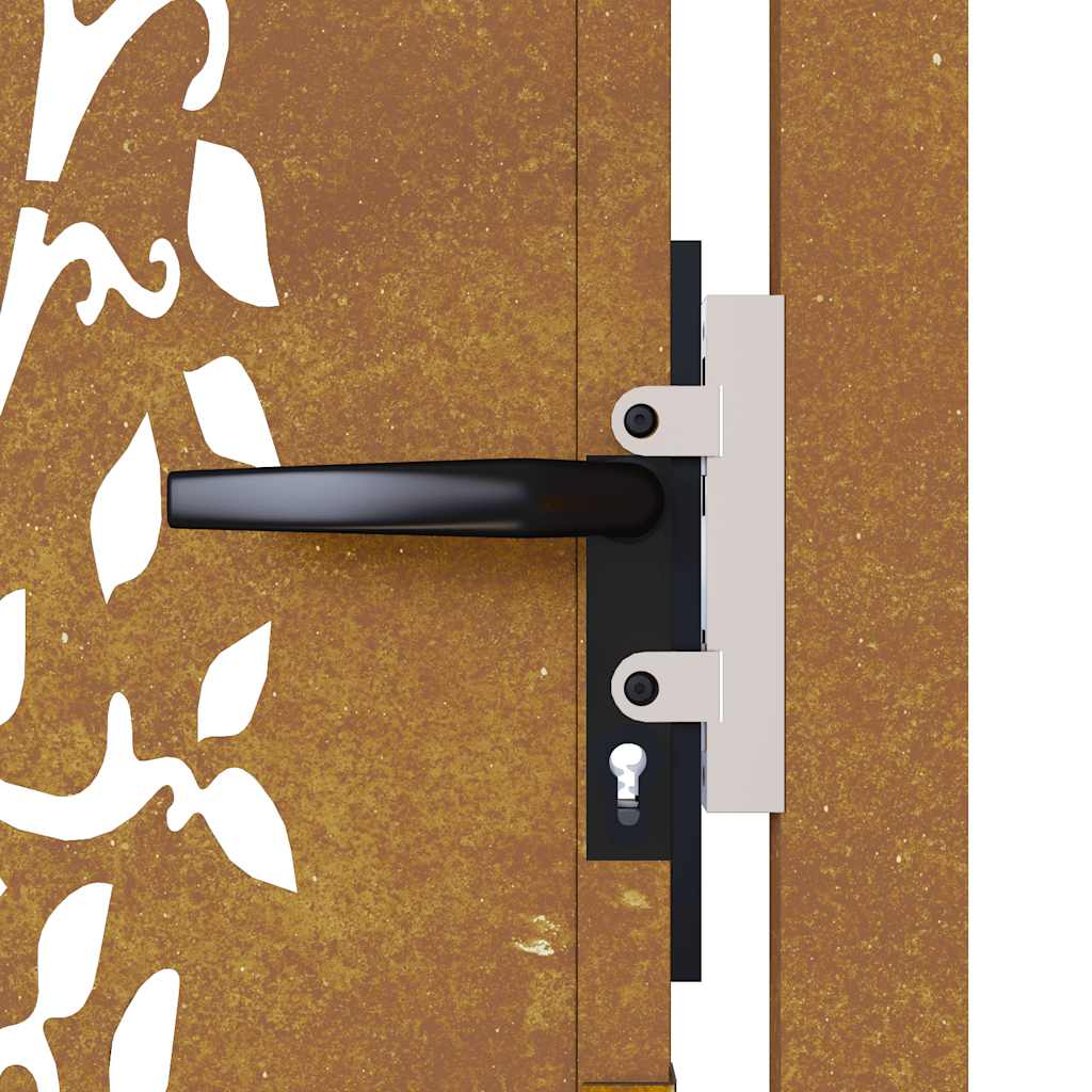 Corten acél kertkapu 100x125 cm, fa mintázatú