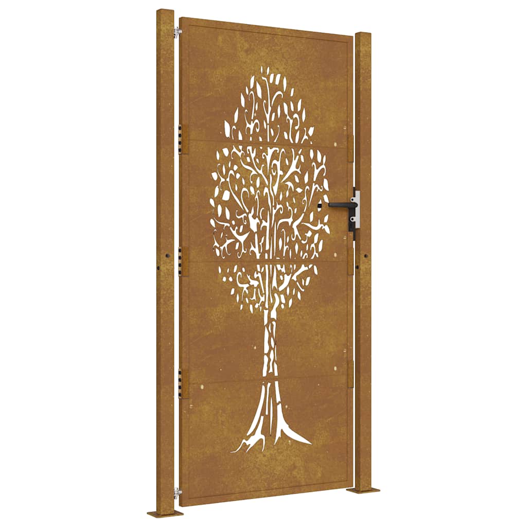 Corten acél kerti kapu 100x175 cm, fa mintázatú