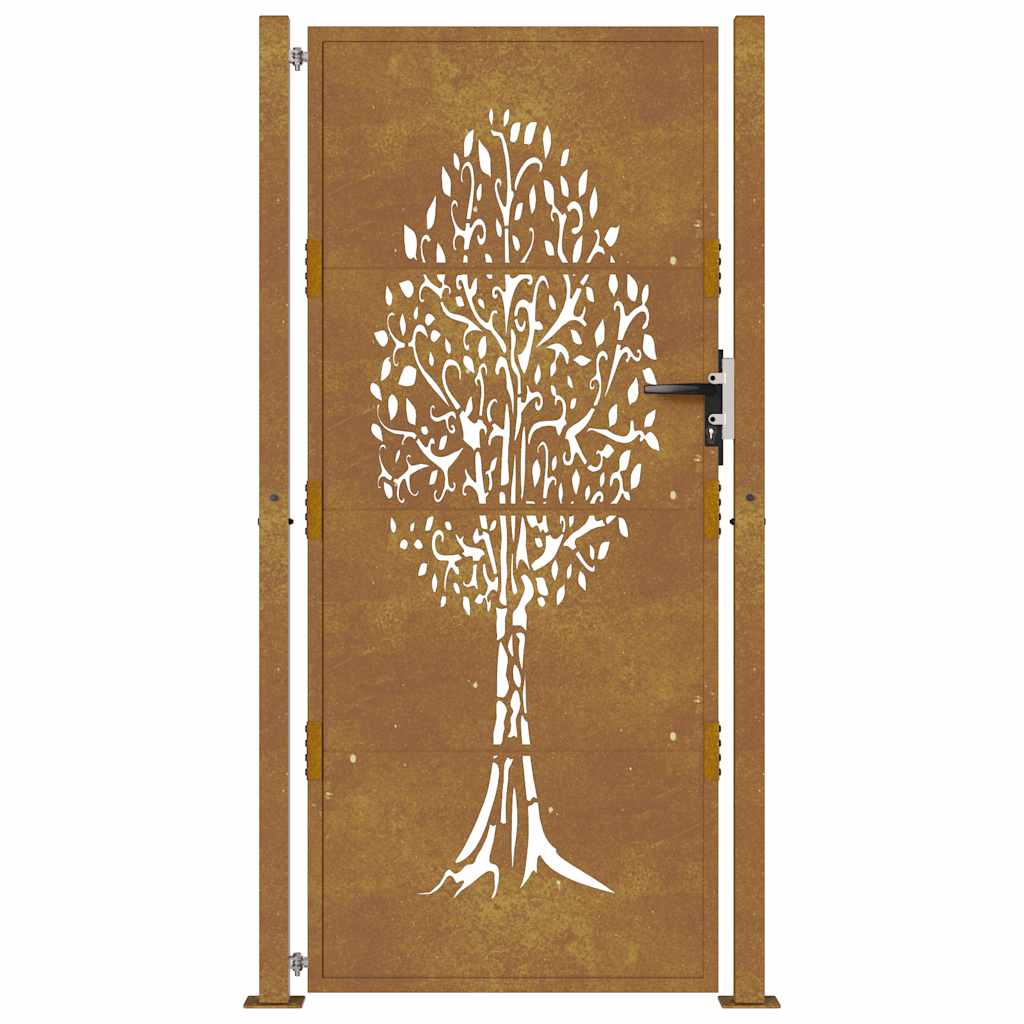 Corten acél kerti kapu 100x175 cm, fa mintázatú