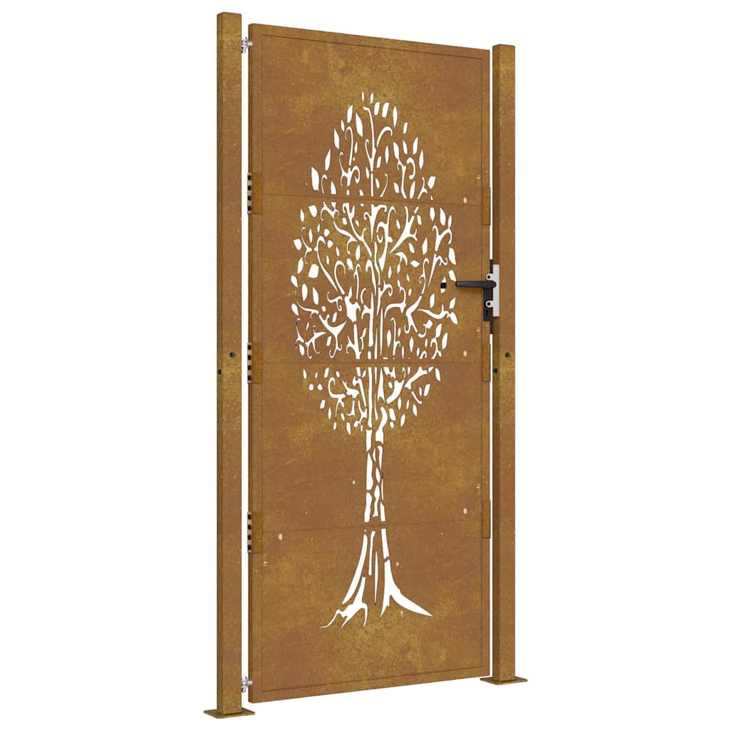 Corten acél kertkapu 100x200 cm, fa mintázatú