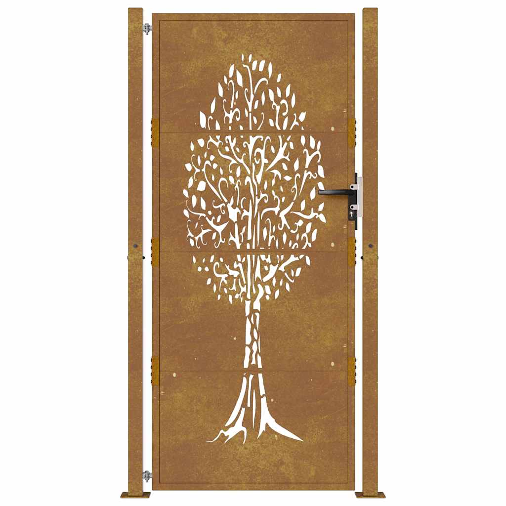Corten acél kertkapu 100x200 cm, fa mintázatú