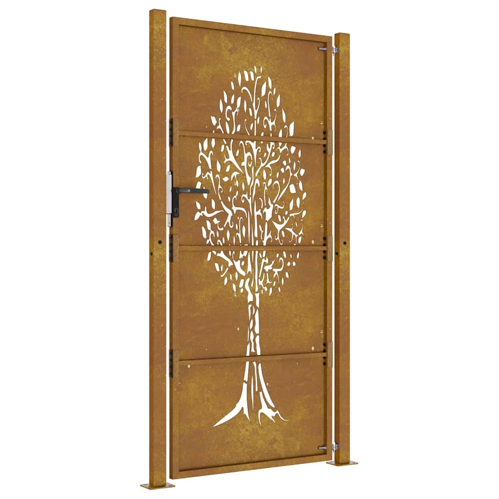 Corten acél kertkapu 100x200 cm, fa mintázatú
