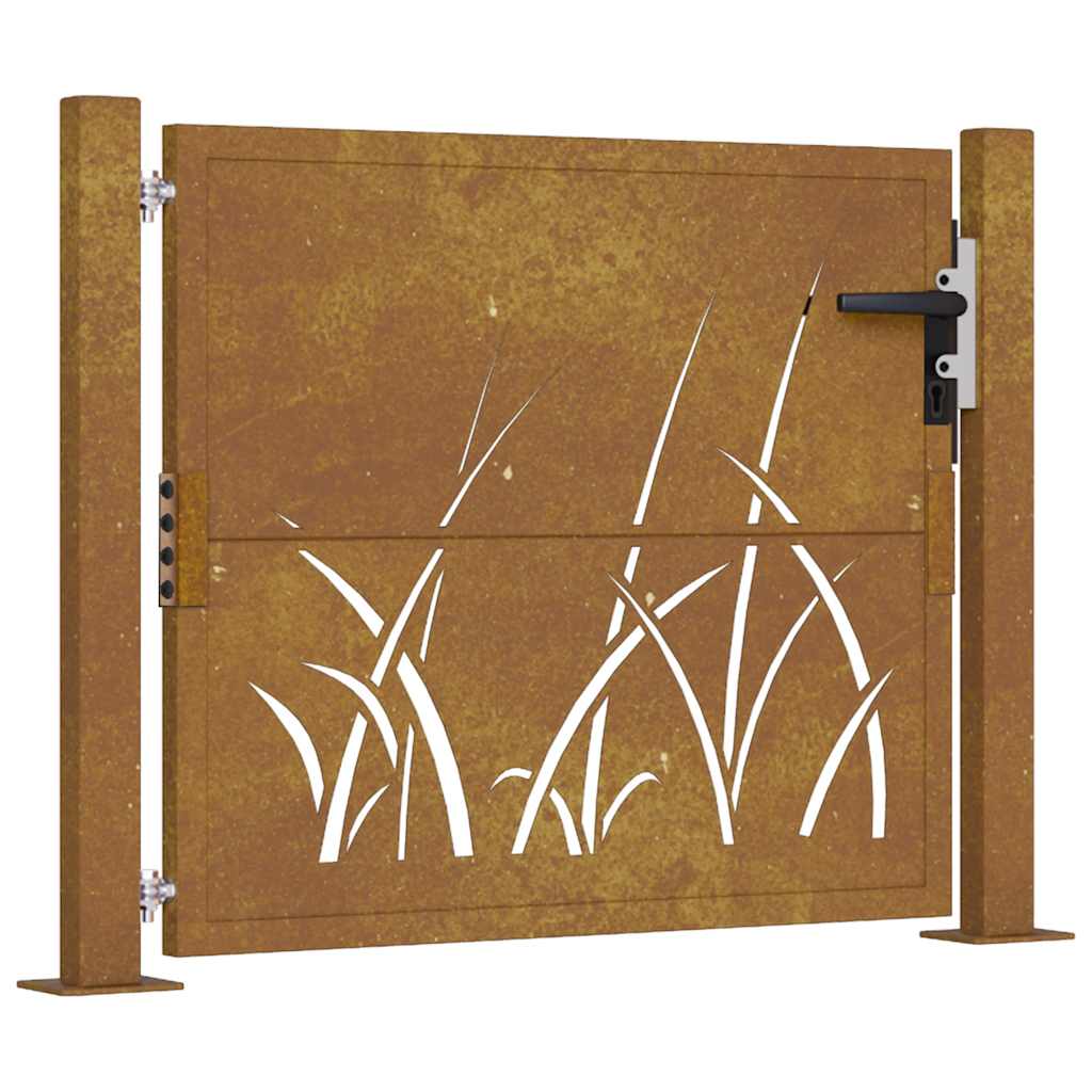 Corten acél kerti kapu 100x75 cm, fűmintás