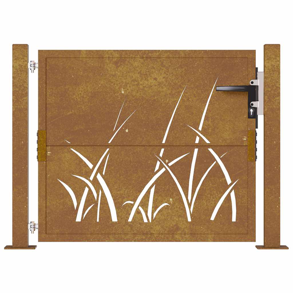 Corten acél kerti kapu 100x75 cm, fűmintás