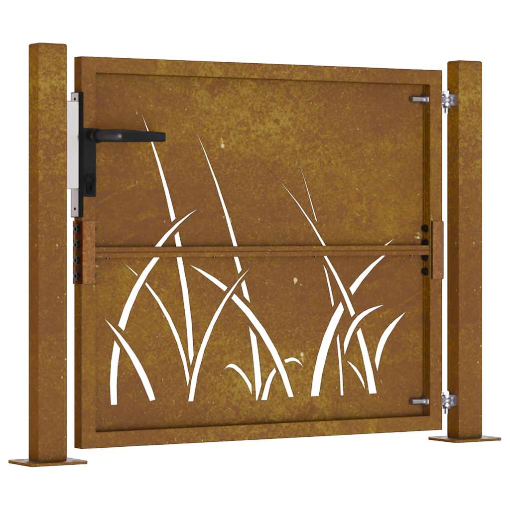 Corten acél kerti kapu 100x75 cm, fűmintás