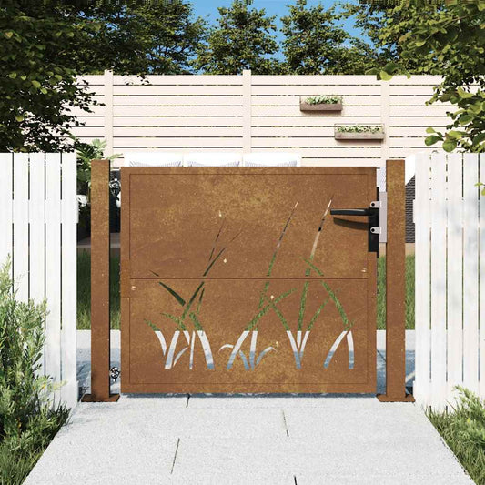 Corten acél kerti kapu 100x100 cm, fűmintás