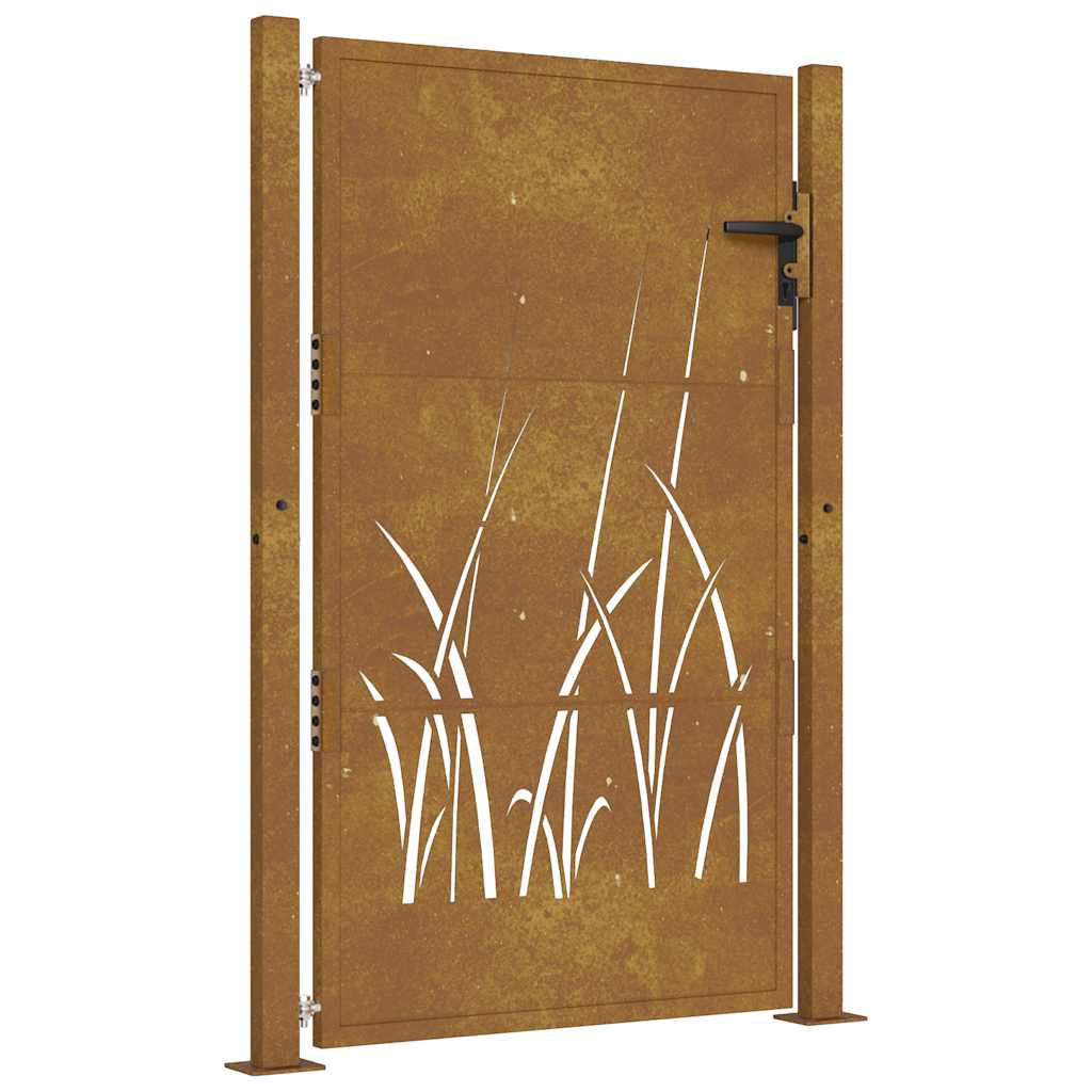 Corten acél kerti kapu 100x125 cm, fűmintás