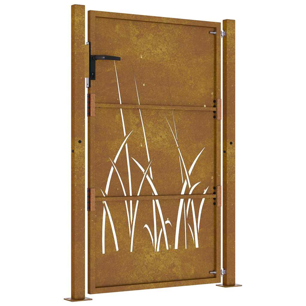 Corten acél kerti kapu 100x125 cm, fűmintás