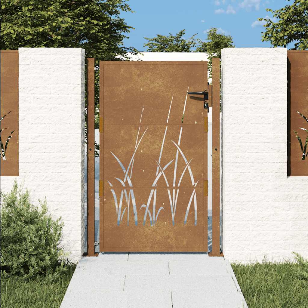Corten acél kerti kapu 100x125 cm, fűmintás