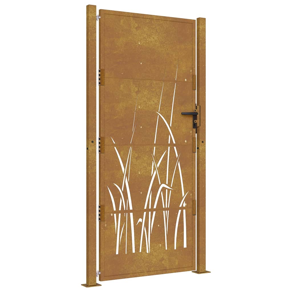 Corten acél kerti kapu 100x200 cm, fűmintás