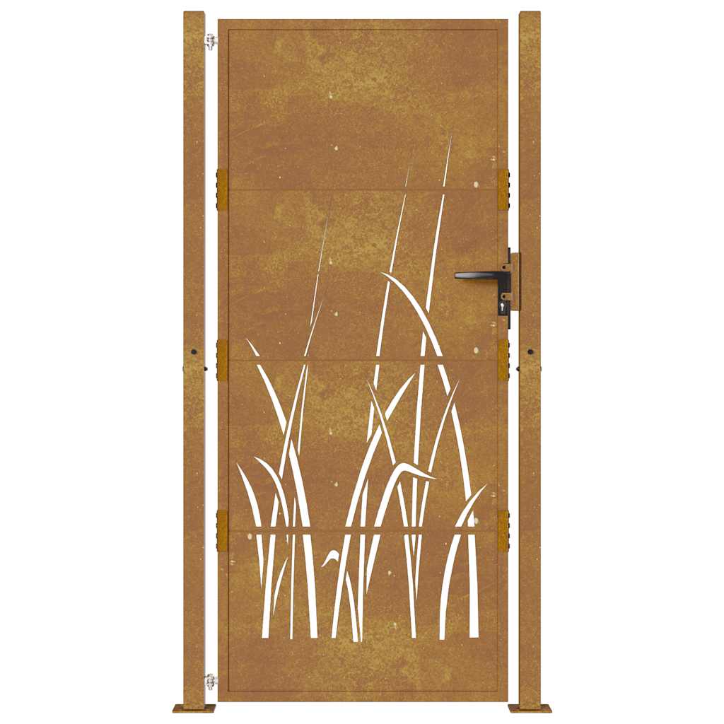 Corten acél kerti kapu 100x200 cm, fűmintás