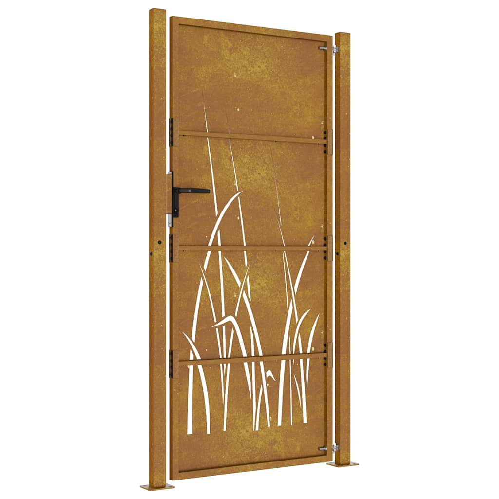 Corten acél kerti kapu 100x200 cm, fűmintás