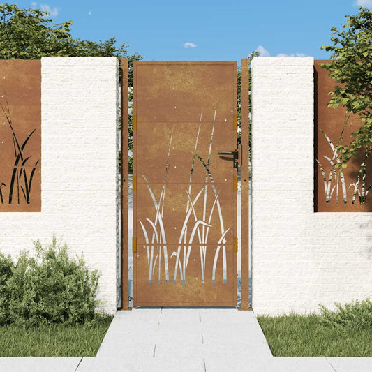 Corten acél kerti kapu 100x200 cm, fűmintás