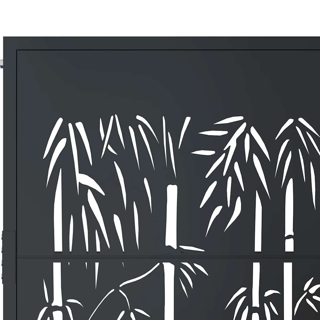 antracit színű acél, bambusz mintás kerti kapu 100x175 cm