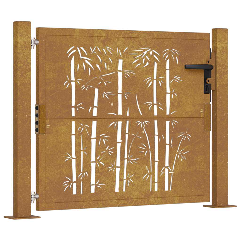 Corten acél, bambusz mintás kerti kapu 100x75 cm