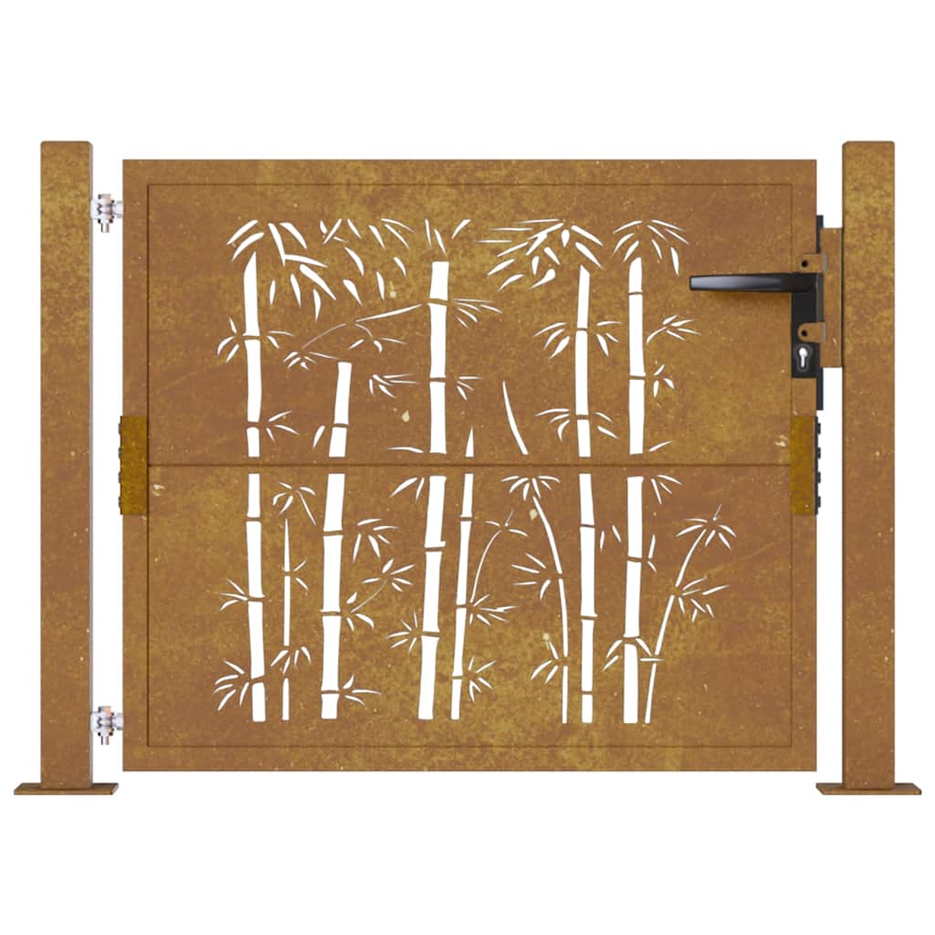 Corten acél, bambusz mintás kerti kapu 100x75 cm