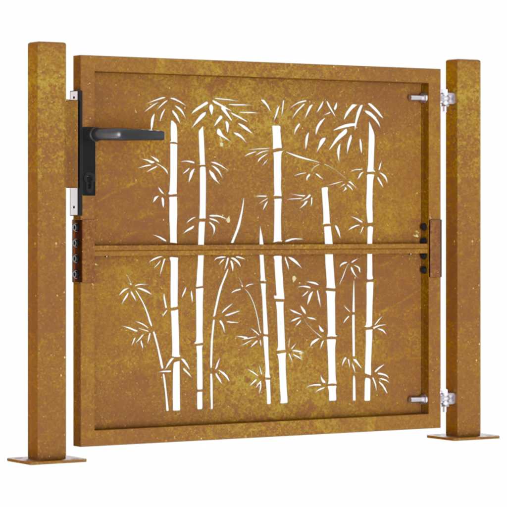 Corten acél, bambusz mintás kerti kapu 100x75 cm
