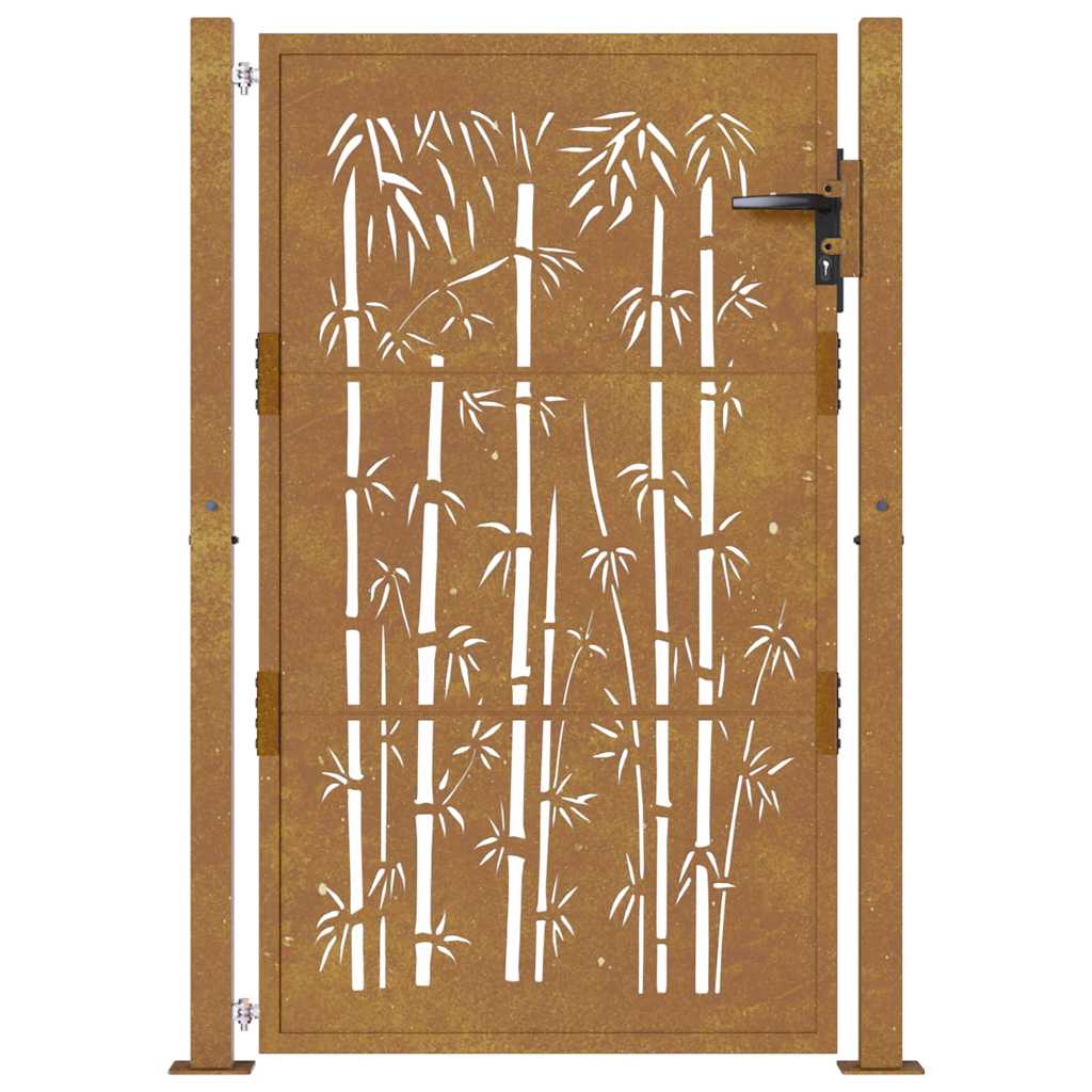 Corten acél, bambusz mintás kerti kapu 100x125 cm