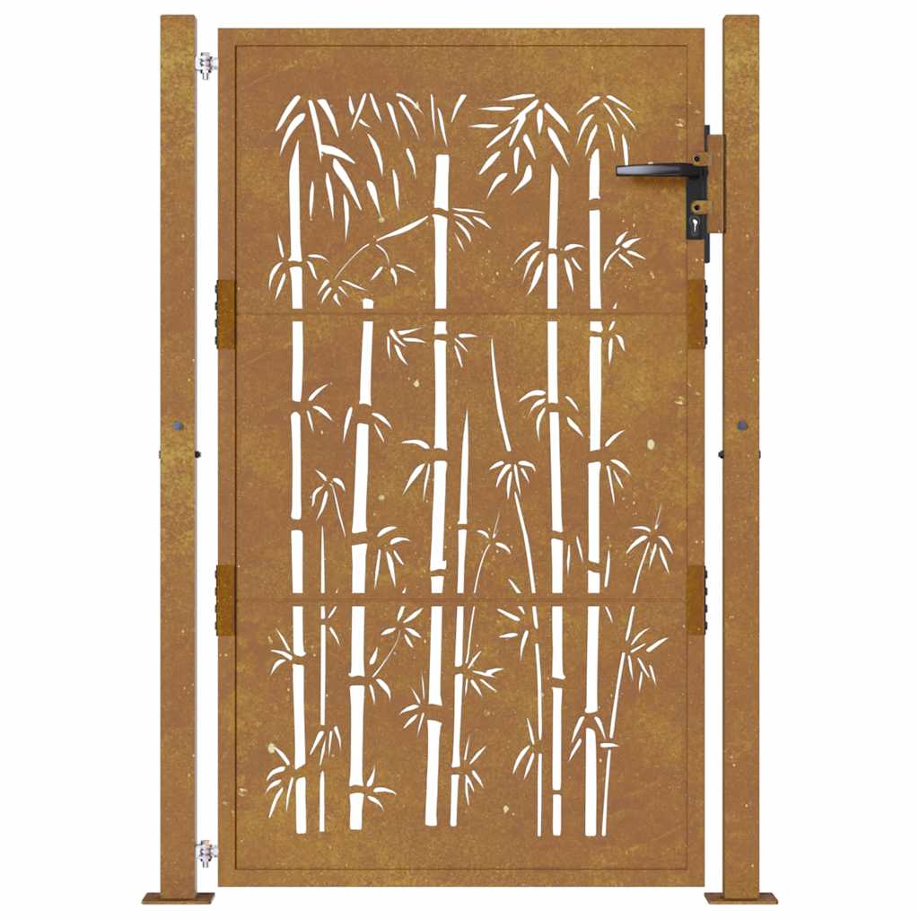 Corten acél, bambusz mintás kerti kapu 100x150 cm