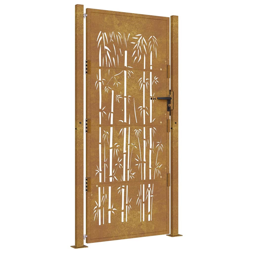 Corten acél, bambusz mintás kerti kapu 100x200 cm