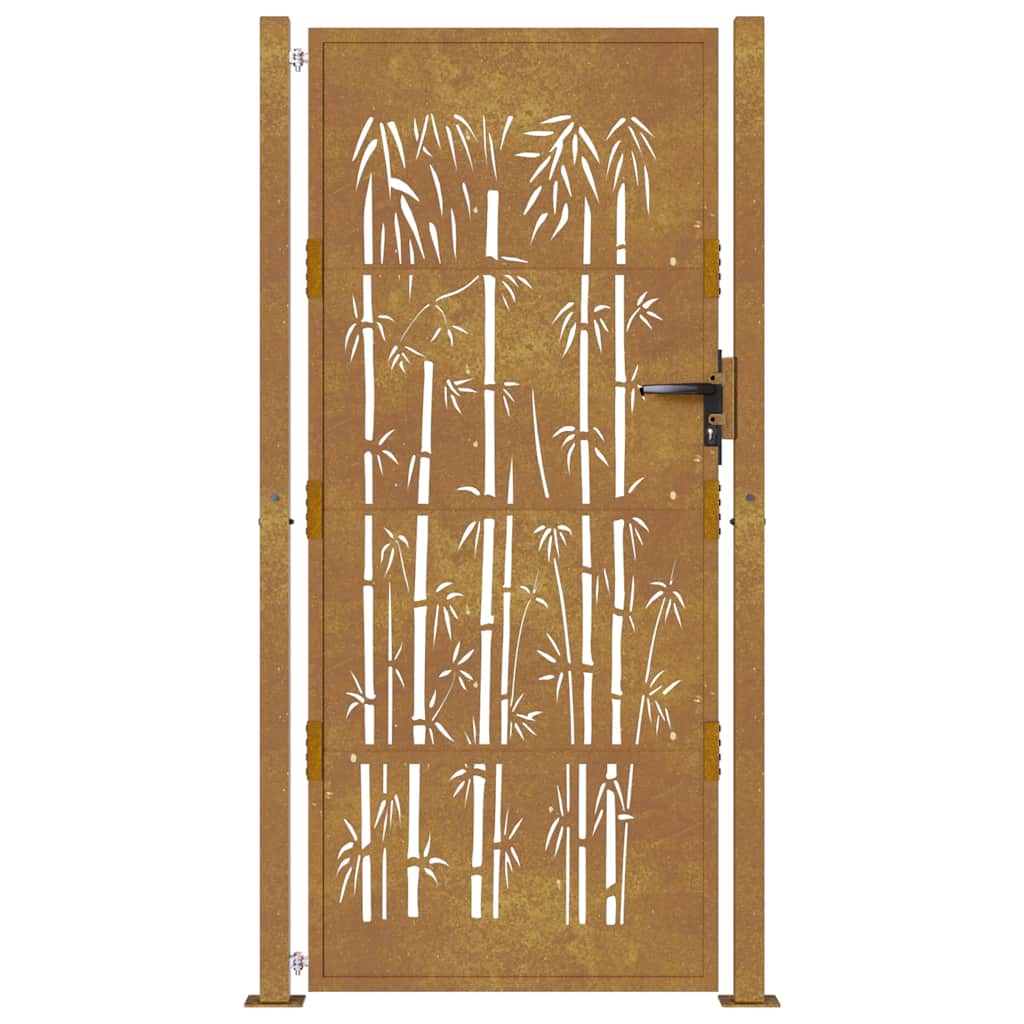 Corten acél, bambusz mintás kerti kapu 100x200 cm