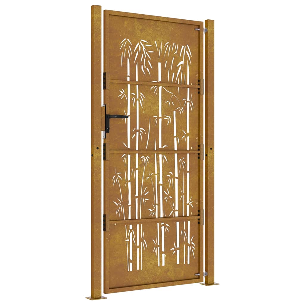 Corten acél, bambusz mintás kerti kapu 100x200 cm