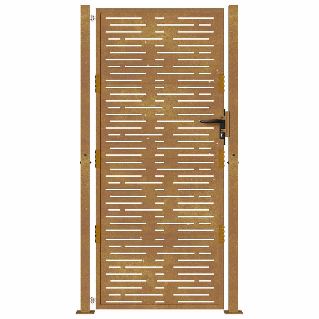 Corten acél kerti kapu 100x175 cm, négyzet alakú kivitelben