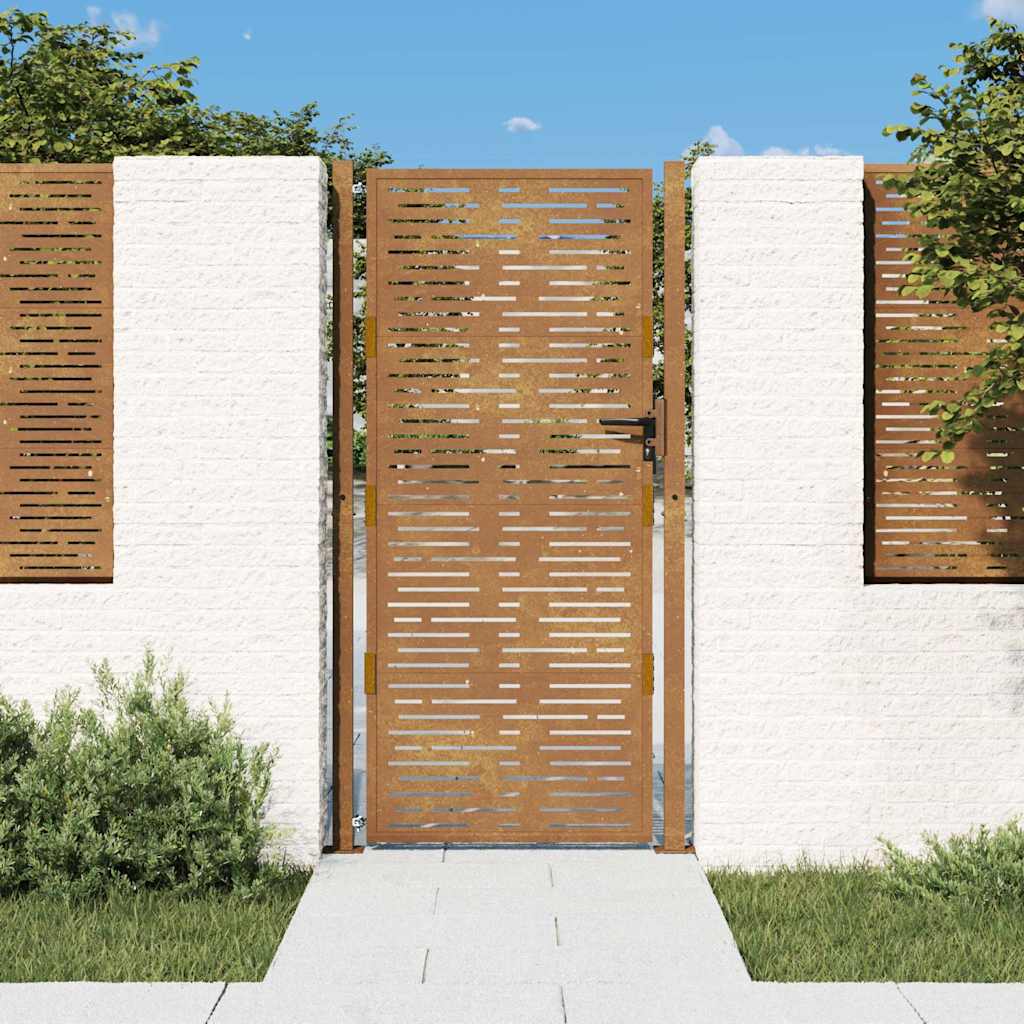 Corten acél kerti kapu 100x175 cm, négyzet alakú kivitelben