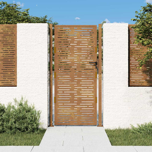 Corten acél kerti kapu 100x175 cm, négyzet alakú kivitelben