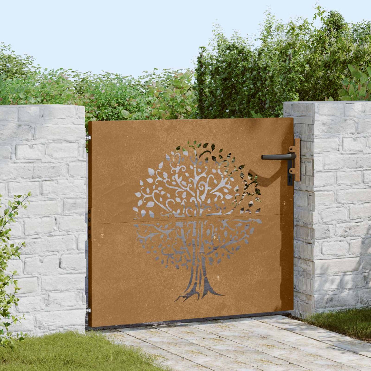famintás corten acél kerti kapu 85x100 cm
